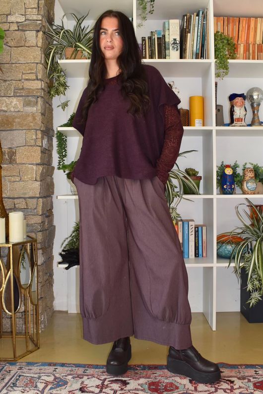 Paisley Park Flock Body Skim Top Aubergine